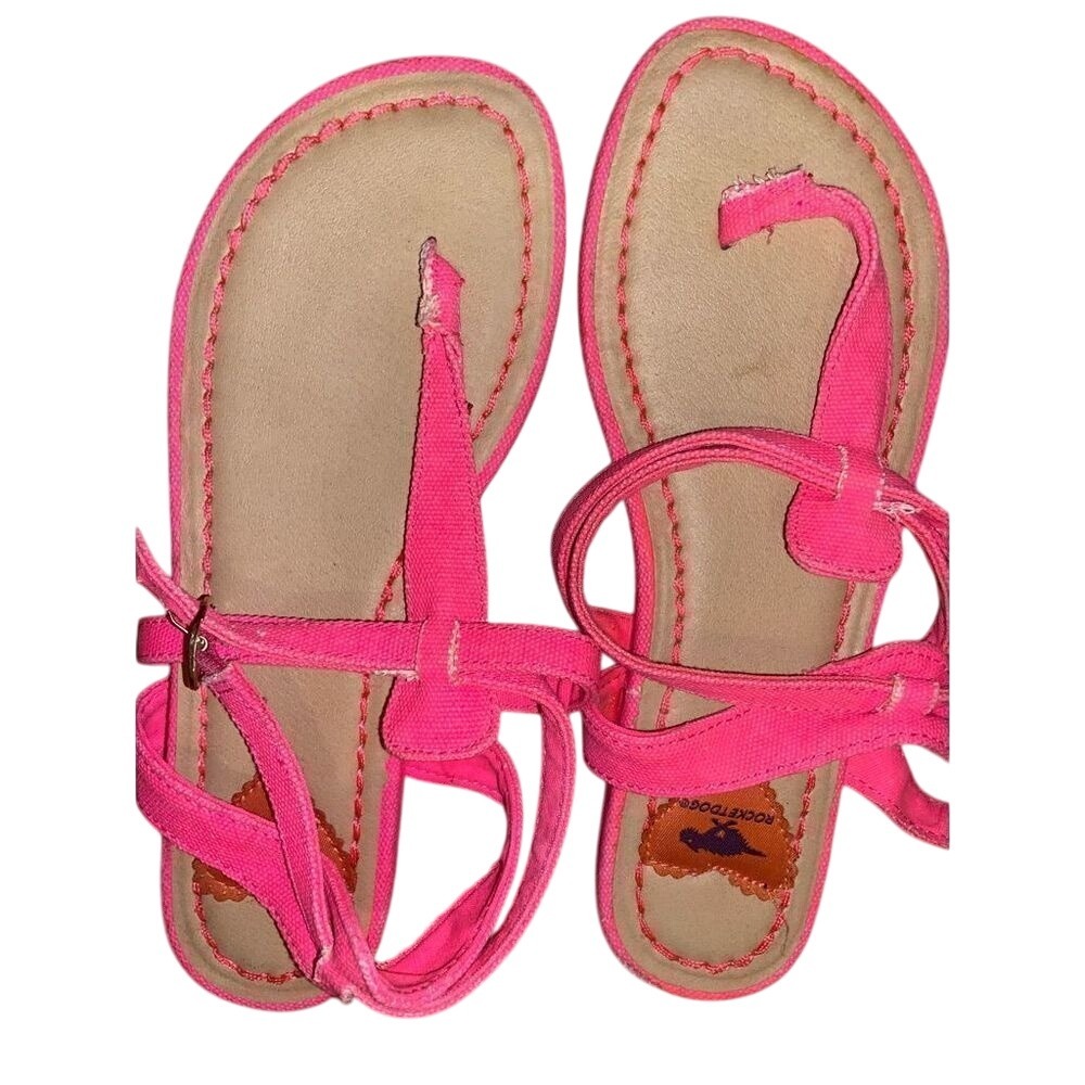 Rocket Dog Pink Canvas Thong Strap Sandals Beach Casual Flats